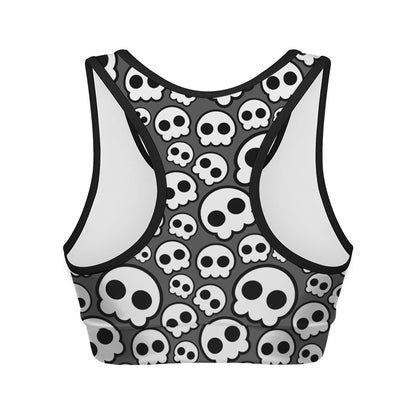 Emo Skull Pattern Print Women's Sports Bra