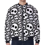 Emo Skull Pattern Print Zip Sleeve Bomber Jacket