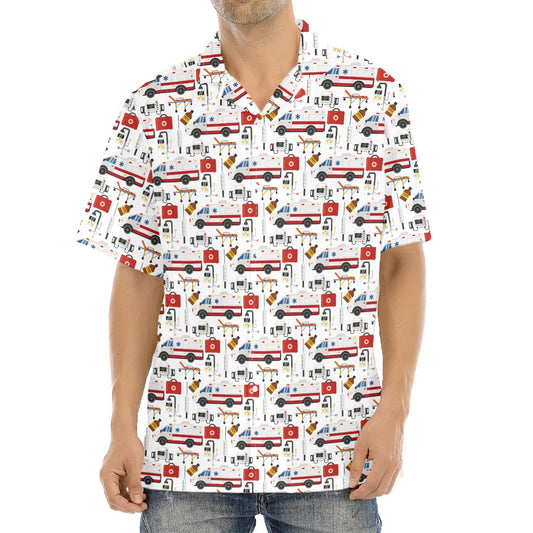 EMS Paramedic Pattern Print Aloha Shirt