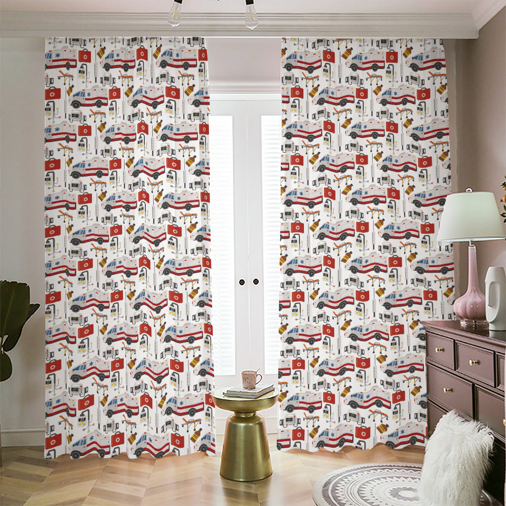 EMS Paramedic Pattern Print Blackout Pencil Pleat Curtains