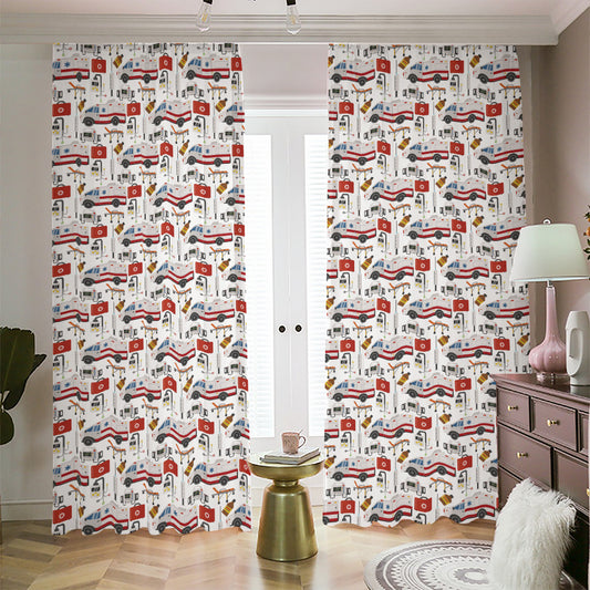 EMS Paramedic Pattern Print Blackout Pencil Pleat Curtains