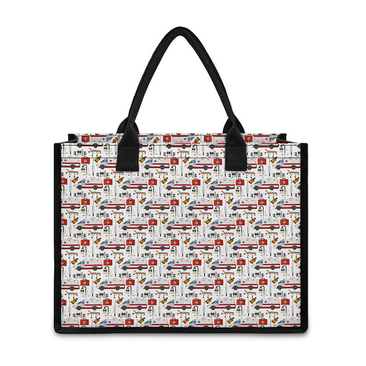 EMS Paramedic Pattern Print Canvas Tote Bag