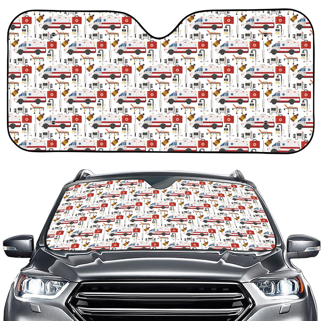 EMS Paramedic Pattern Print Car Windshield Sun Shade
