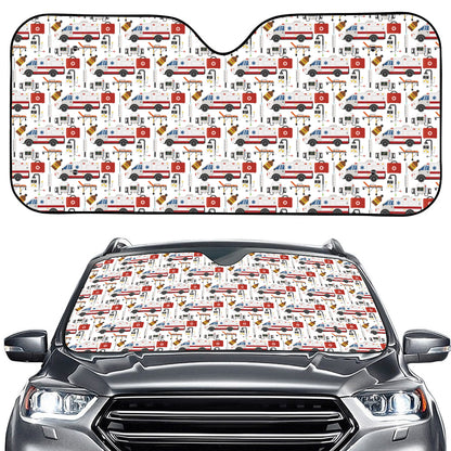 EMS Paramedic Pattern Print Car Windshield Sun Shade