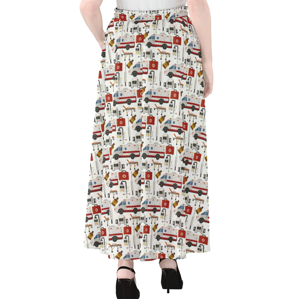 EMS Paramedic Pattern Print Chiffon Maxi Skirt