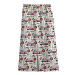 EMS Paramedic Pattern Print Cotton Front Slit Maxi Skirt