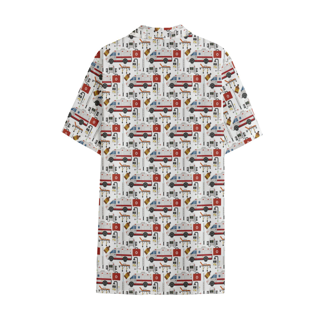 EMS Paramedic Pattern Print Cotton Hawaiian Shirt