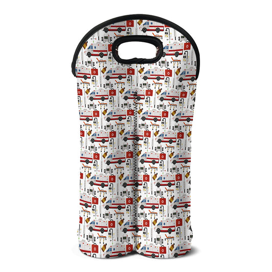 EMS Paramedic Pattern Print Double Neoprene Wine Tote
