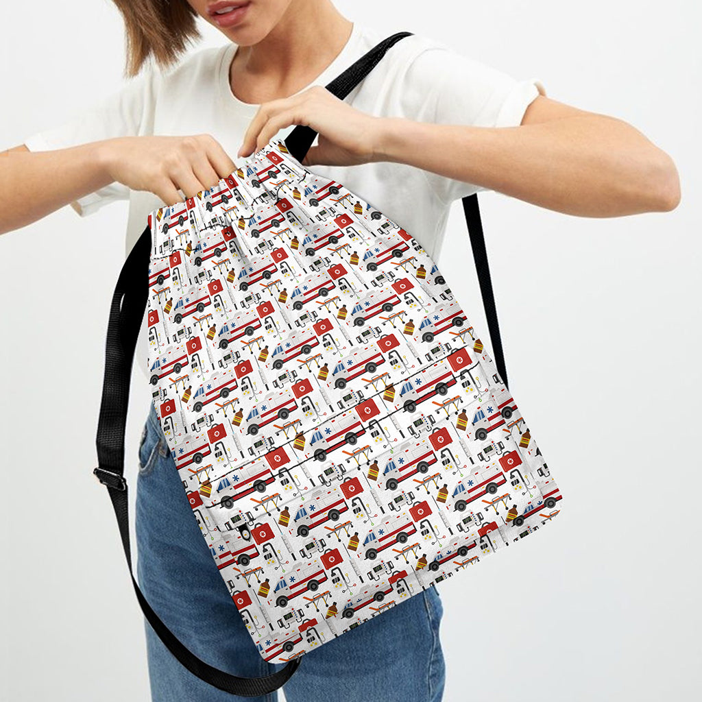 EMS Paramedic Pattern Print Drawstring Backpack