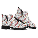 EMS Paramedic Pattern Print Flat Ankle Boots