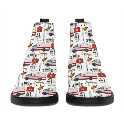 EMS Paramedic Pattern Print Flat Ankle Boots