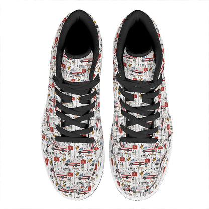 EMS Paramedic Pattern Print High Top Leather Sneakers