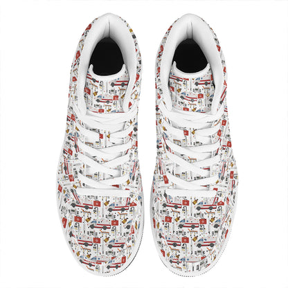 EMS Paramedic Pattern Print High Top Leather Sneakers