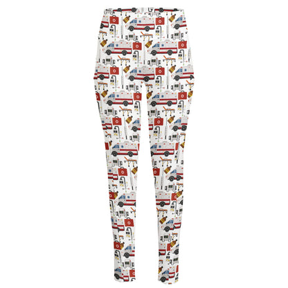 EMS Paramedic Pattern Print High-Waisted Pocket Leggings