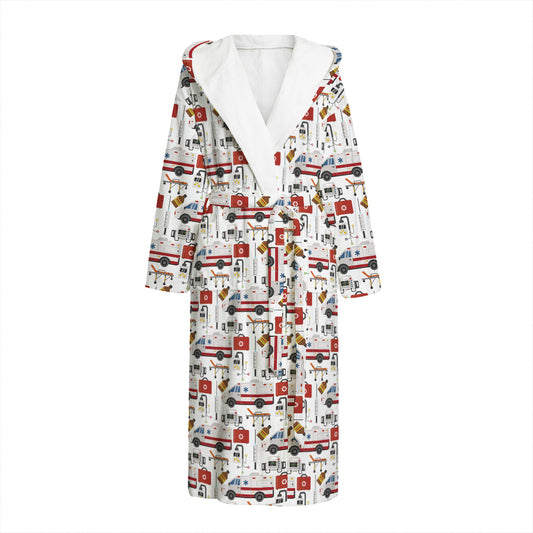 EMS Paramedic Pattern Print Hooded Bathrobe