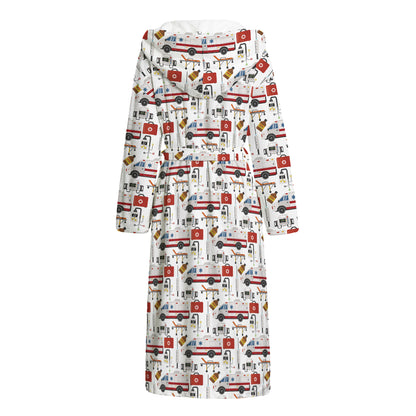 EMS Paramedic Pattern Print Hooded Bathrobe
