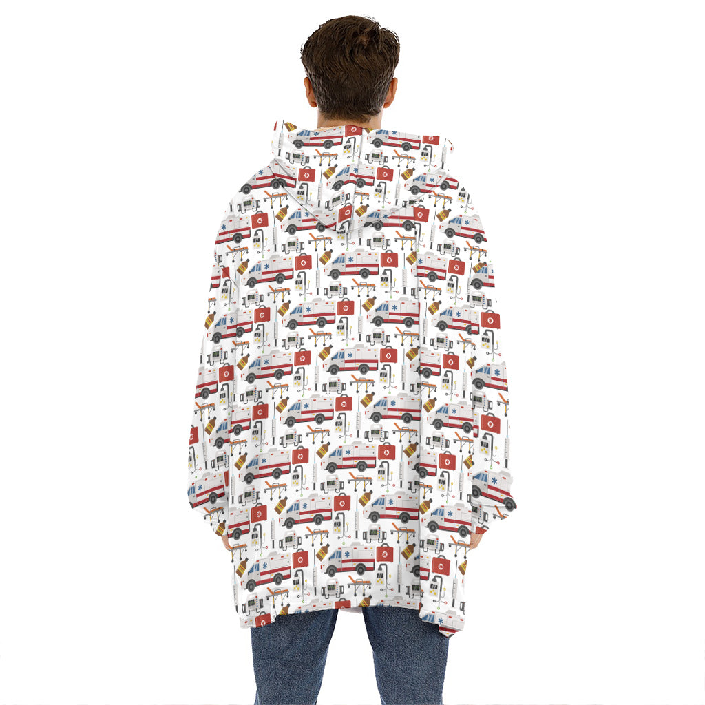 EMS Paramedic Pattern Print Hoodie Blanket