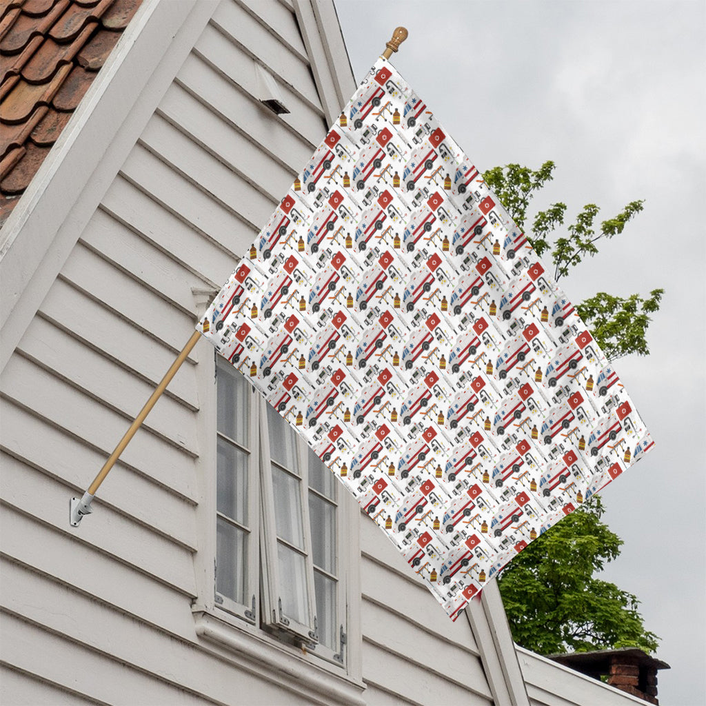 EMS Paramedic Pattern Print House Flag