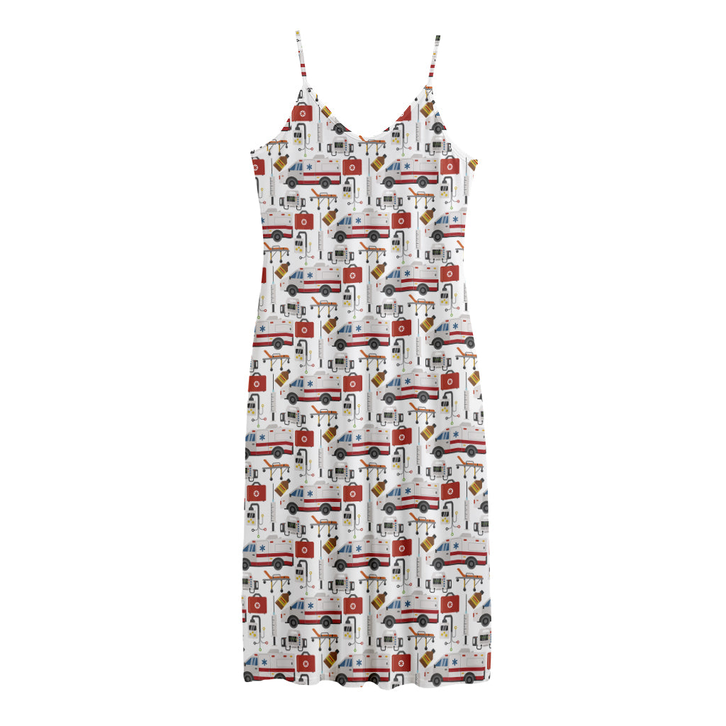 EMS Paramedic Pattern Print Jersey Midi Cami Dress