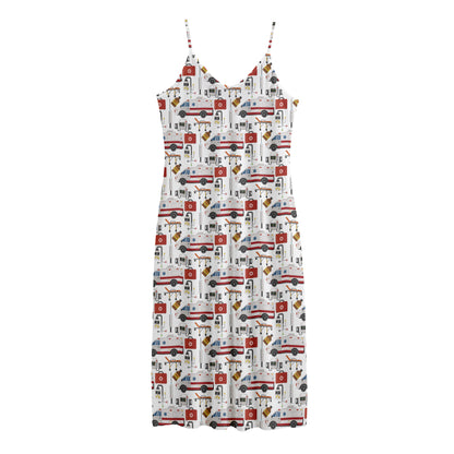 EMS Paramedic Pattern Print Jersey Midi Cami Dress
