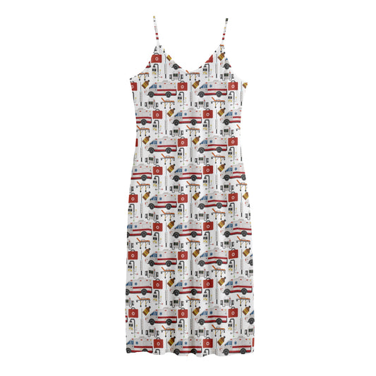 EMS Paramedic Pattern Print Jersey Midi Cami Dress