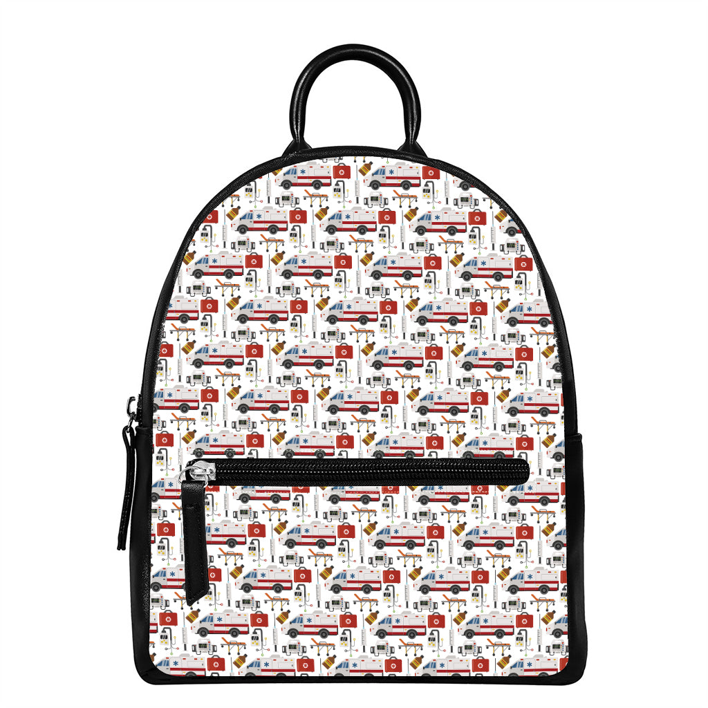 EMS Paramedic Pattern Print Leather Backpack