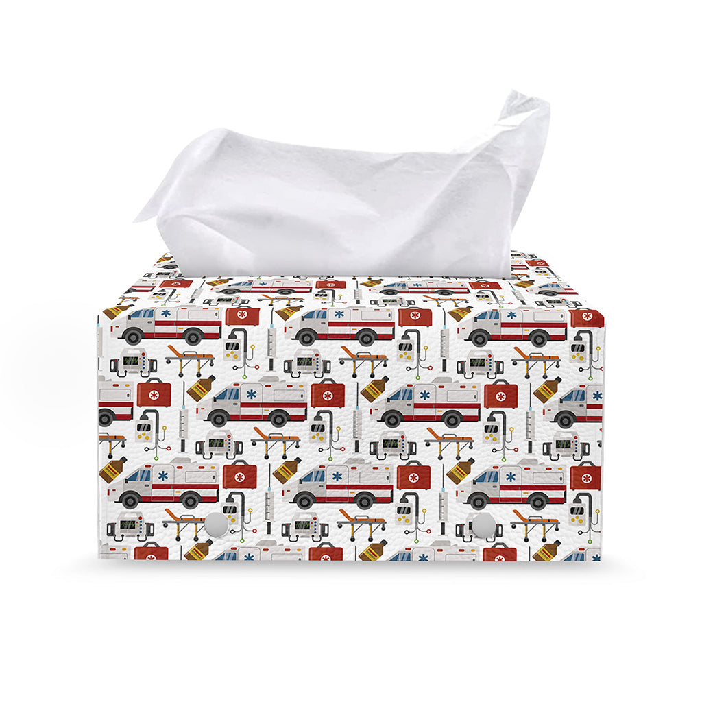EMS Paramedic Pattern Print Leather Tissue Box Cover
