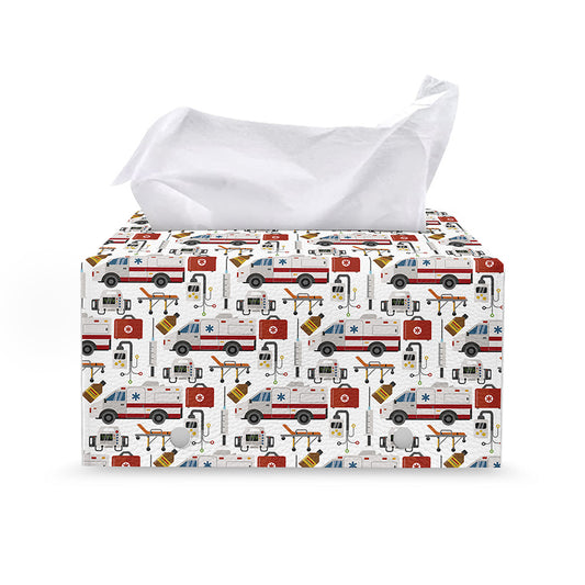 EMS Paramedic Pattern Print Leather Tissue Box Cover
