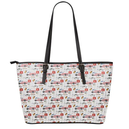EMS Paramedic Pattern Print Leather Tote Bag