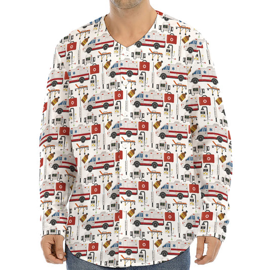 EMS Paramedic Pattern Print Long Sleeve Baseball Jersey
