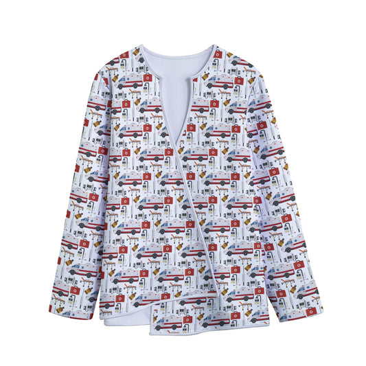 EMS Paramedic Pattern Print Long Sleeve Short Coat