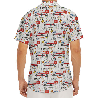EMS Paramedic Pattern Print Men's Deep V-Neck Shirt
