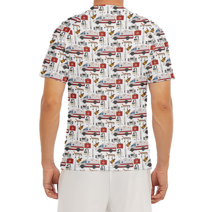 EMS Paramedic Pattern Print Men's Short Sleeve Rash Guard