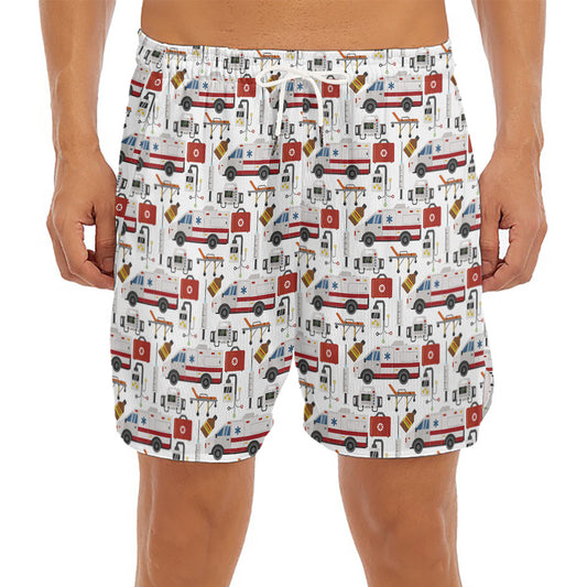 EMS Paramedic Pattern Print Men's Split Running Shorts