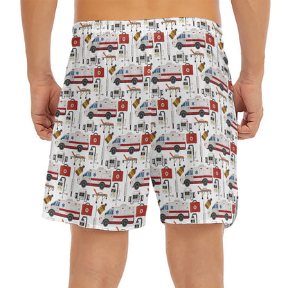 EMS Paramedic Pattern Print Men's Split Running Shorts