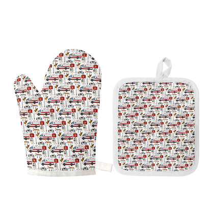 EMS Paramedic Pattern Print Oven Mitt And Pot Holder Set