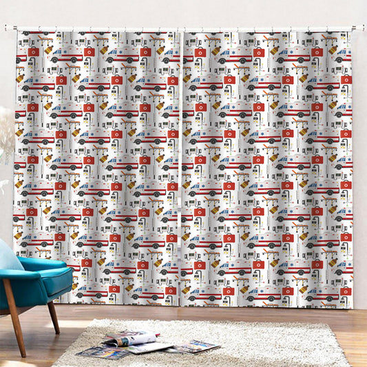 EMS Paramedic Pattern Print Pencil Pleat Curtains