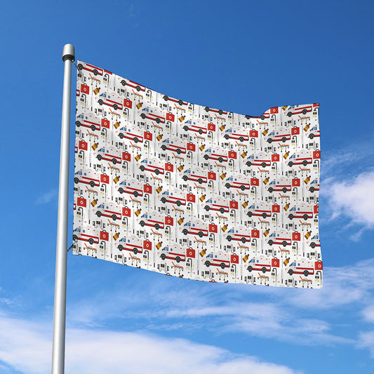 EMS Paramedic Pattern Print Polyester Flag