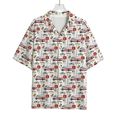 EMS Paramedic Pattern Print Rayon Hawaiian Shirt