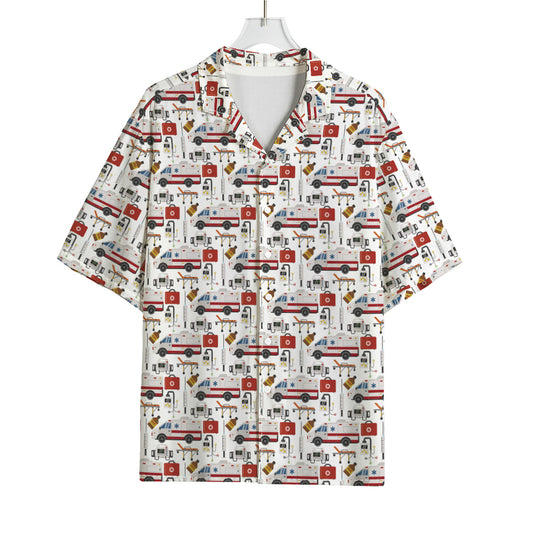 EMS Paramedic Pattern Print Rayon Hawaiian Shirt