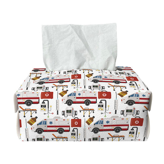 EMS Paramedic Pattern Print Rectangle Tissue Box Cover