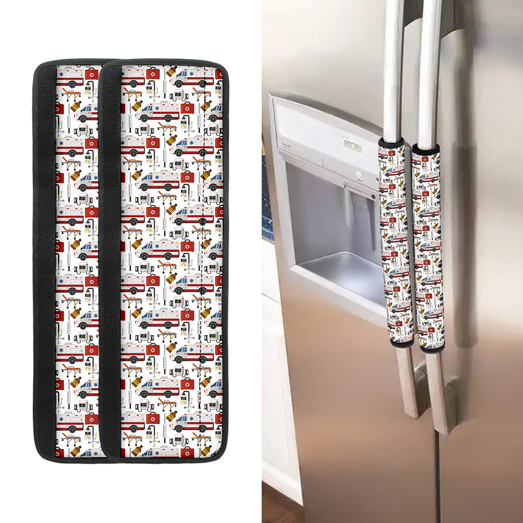 EMS Paramedic Pattern Print Refrigerator Handle Covers