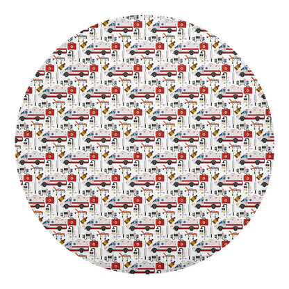 EMS Paramedic Pattern Print Round Blanket