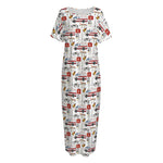 EMS Paramedic Pattern Print Short Sleeve Long Nightdress