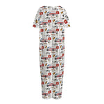 EMS Paramedic Pattern Print Short Sleeve Long Nightdress