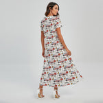 EMS Paramedic Pattern Print Short Sleeve Maxi Dress