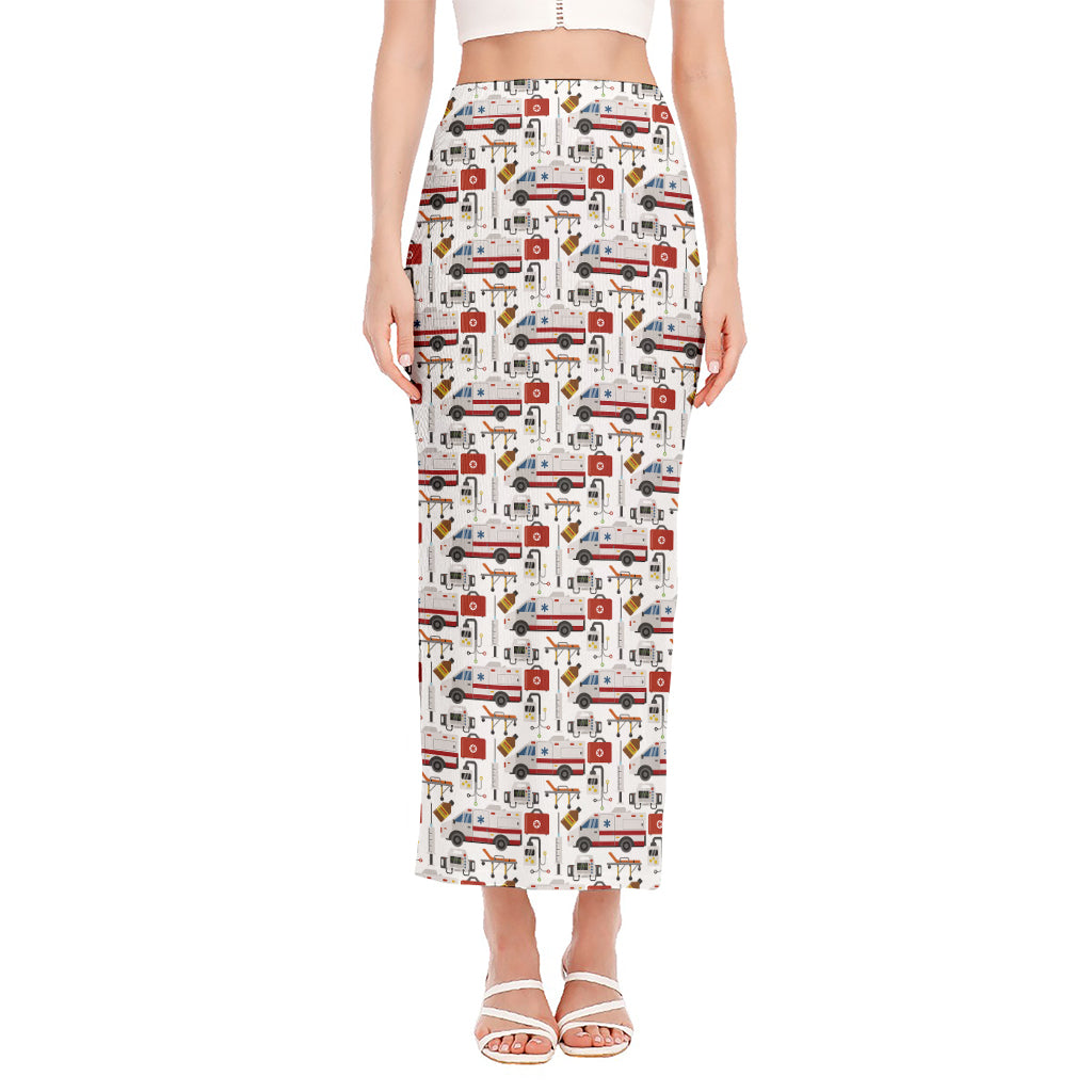 EMS Paramedic Pattern Print Side Slit Maxi Skirt