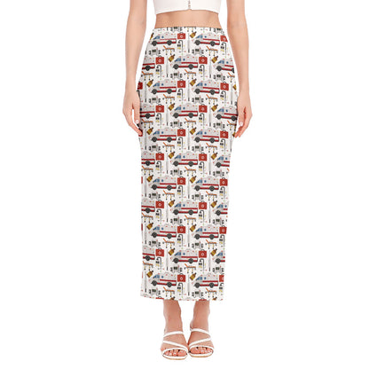 EMS Paramedic Pattern Print Side Slit Maxi Skirt