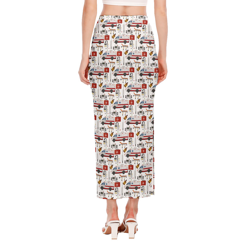 EMS Paramedic Pattern Print Side Slit Maxi Skirt