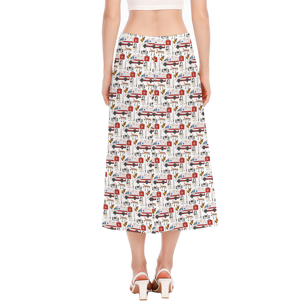 EMS Paramedic Pattern Print Side Slit Midi Skirt